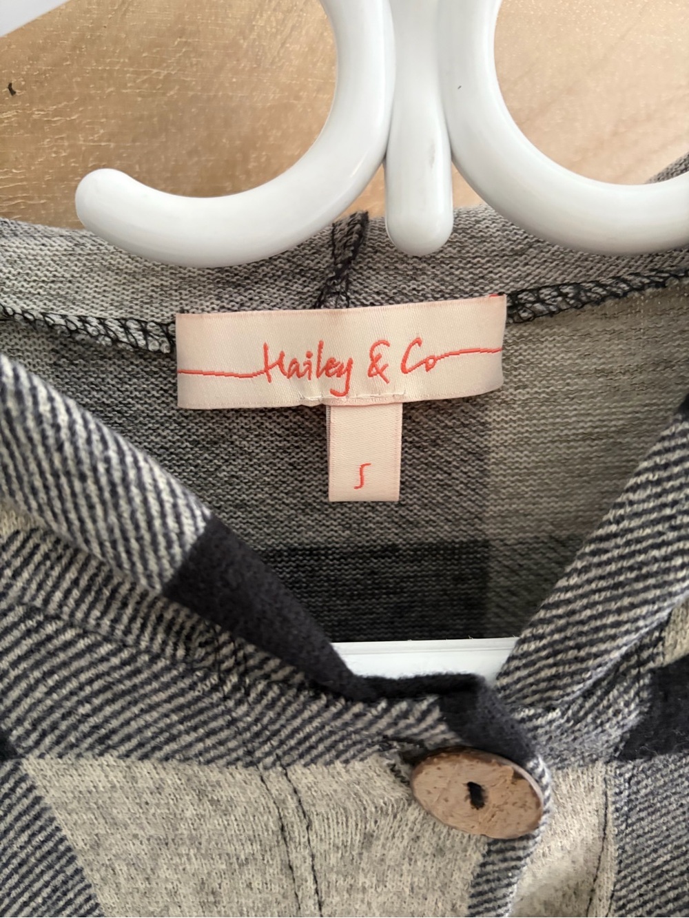 Pinkblush Black & Grey Buffalo Plaid Hooded Long Cardigan/Jacket, maternity - Picture 2 of 6